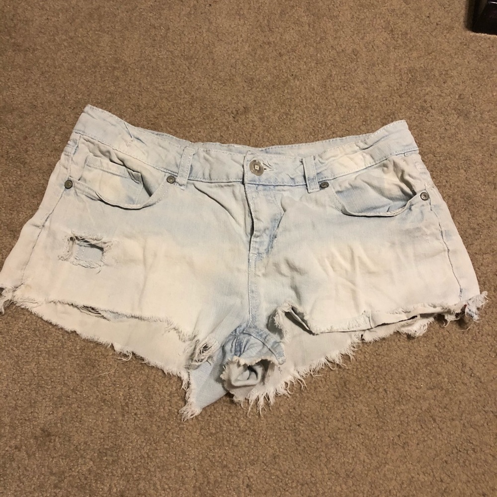 Blue asphalt jean shorts